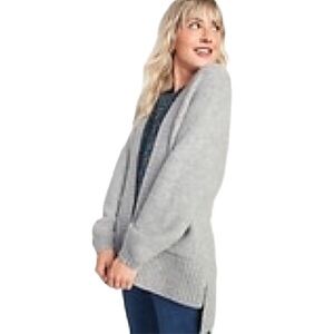 Thick Garter-Stitch Cardigan Coat Gray XL
